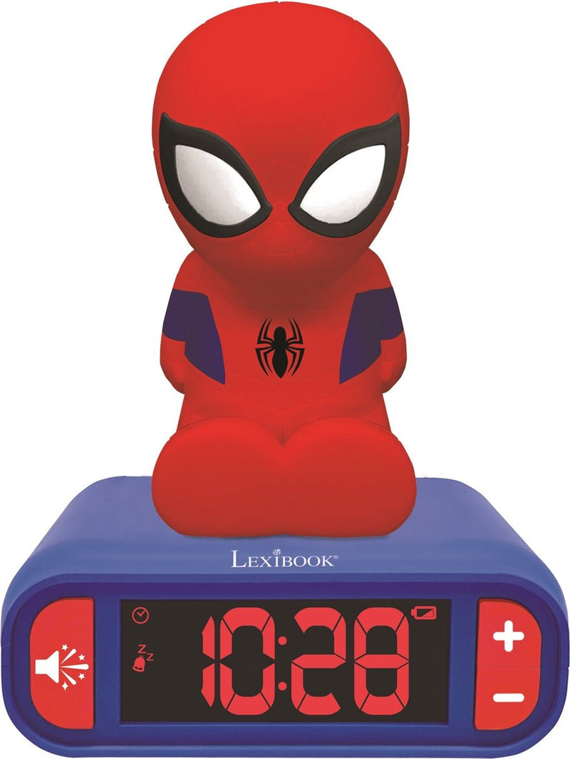 Afbeelding laden in galerijviewer, Lexibook wekker met nachtlampje 3d-ontwerp spiderman en geluidseffecten