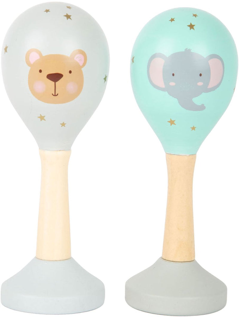 Afbeelding laden in galerijviewer, Small foot - houten baby rammelaar maracas dier, set van 2