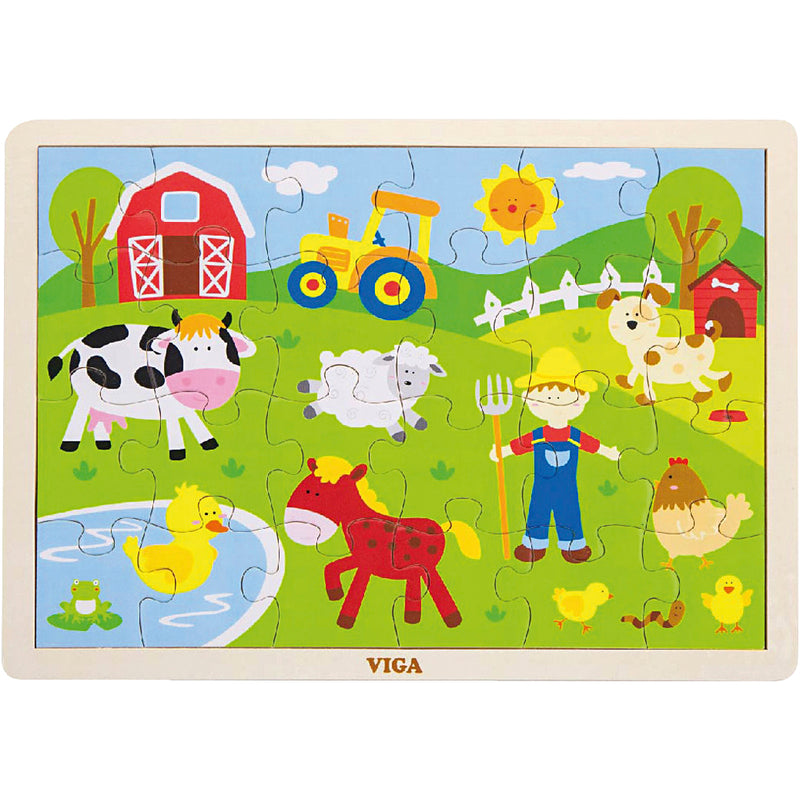 Afbeelding laden in galerijviewer, Https: www.cchobby.nl viga-houten-legpuzzels-boerderijdieren-afm-30x22-5-cm-24-delen-1-stuk