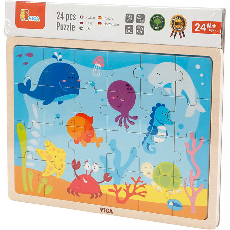 Afbeelding laden in galerijviewer, Https: www.cchobby.nl viga-houten-legpuzzels-zeedieren-afm-30x22-5-cm-24-delen-1-stuk