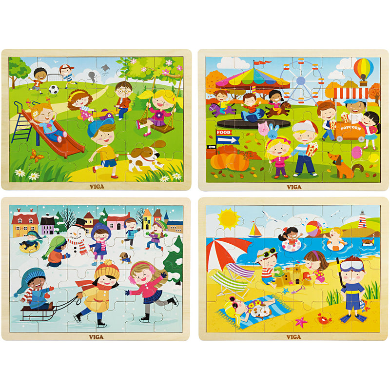 Laden Sie das Bild in Galerie -Viewer, Https: www.cchobby.nl viga-houten-legpuzzels-seizoenen-afm-22-5x30-cm-4x24-delen-4-stuk-1-doos