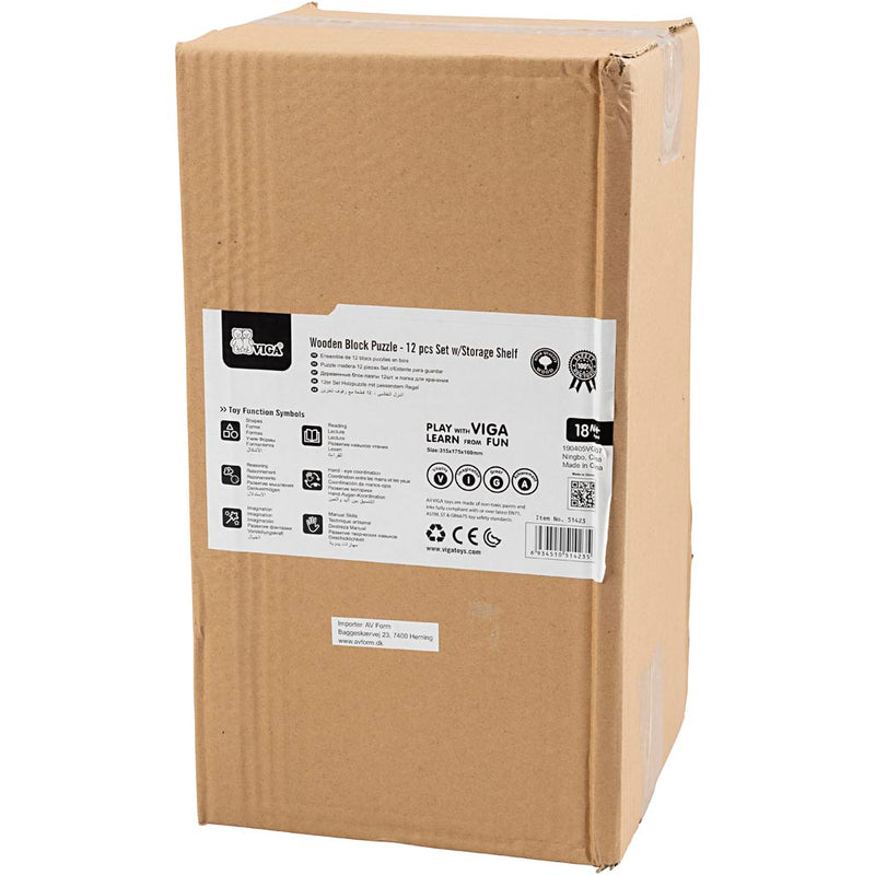 Laden Sie das Bild in Galerie -Viewer, Https: www.cchobby.nl viga-puzzelrek-met-12-legpuzzels-h-17-5-cm-l-31-5-b-16-cm-2-delen-12-onderdelen-1-set