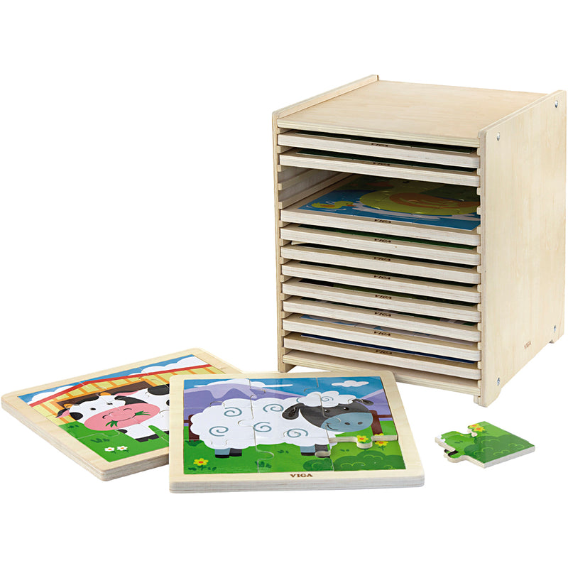Afbeelding laden in galerijviewer, Https: www.cchobby.nl viga-puzzelrek-met-12-puzzels-afm-23x27-5x23-5-cm-12x9-delen-12-onderdelen-1-set