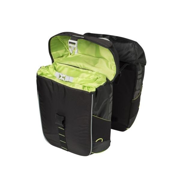 Load image into Gallery viewer, Basil Miles Double Bag - waterdichte dubbele fietstas, unisex, sportief, zwart-limoen