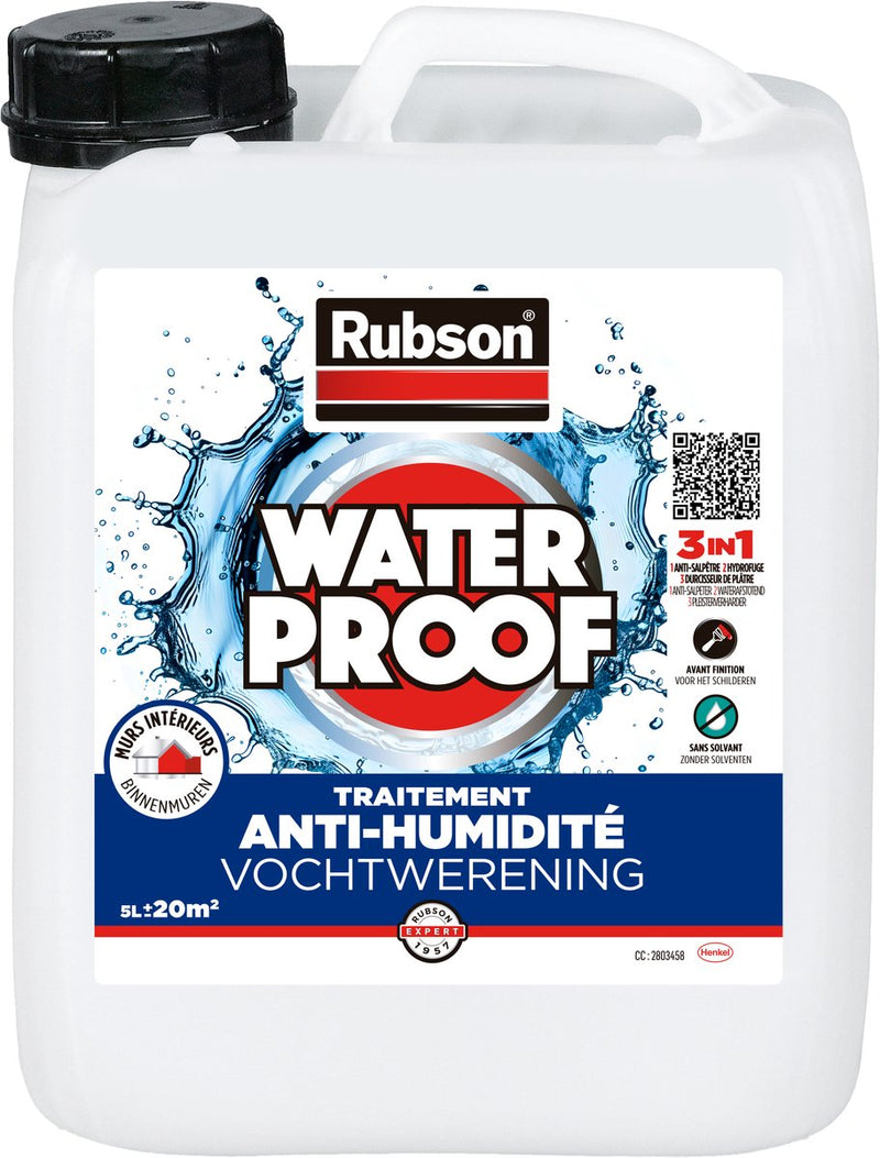 Afbeelding laden in galerijviewer, Rubson vochtige binnenmuren coating 5 l jug | vochtige binnenmuren coating | waterdichte coating | vochtbestreiding transparant