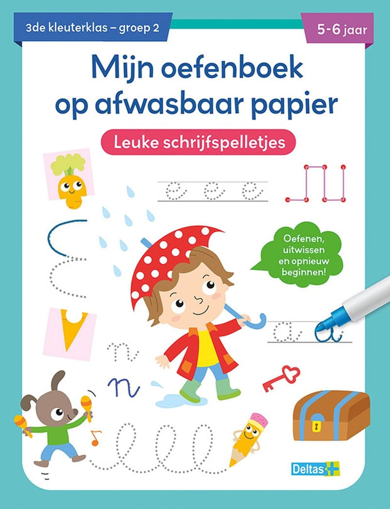 Afbeelding laden in galerijviewer, Deltas oefenboek afwasbaar papier leuke schrijfspelletjes (5-6 j.)