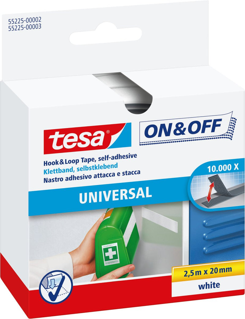 Afbeelding laden in galerijviewer, Tesa klittenband on off zelfklevend voor lichte voorwerpen bevestigen – wit 2cm x 250cm