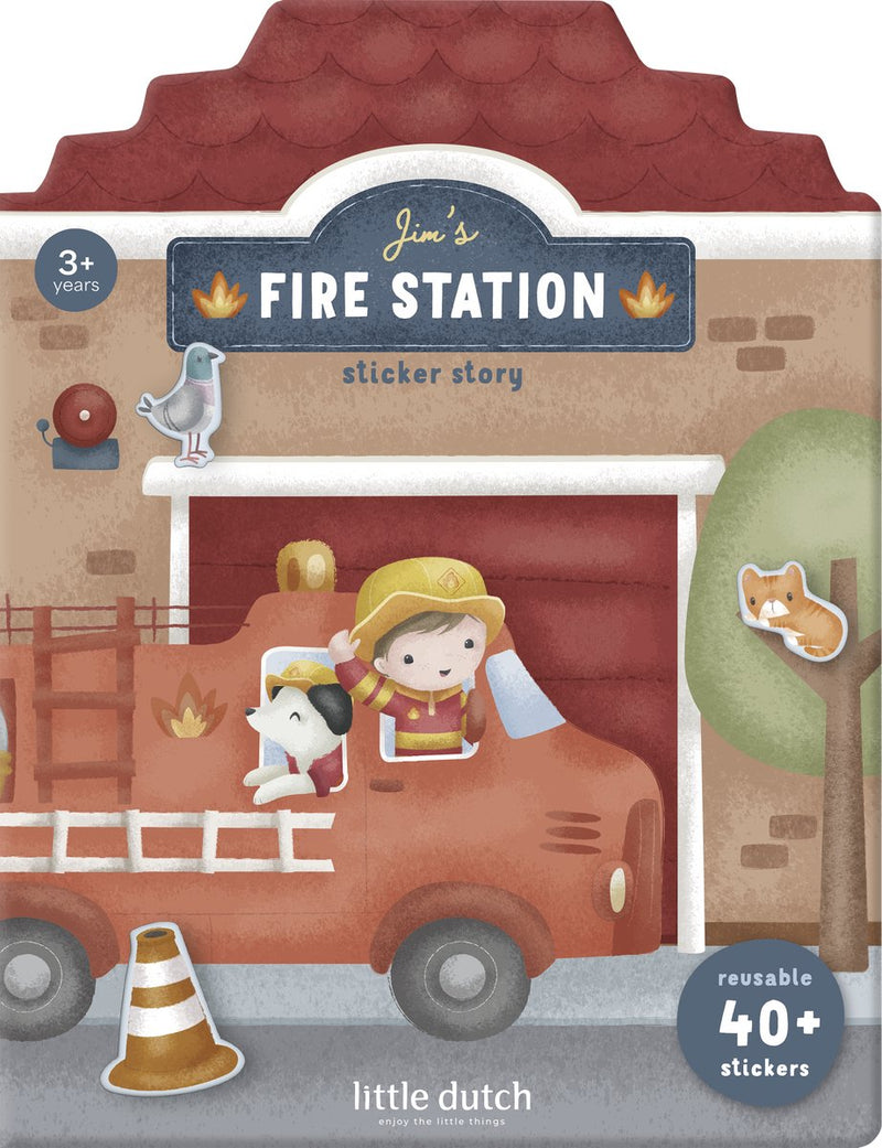 ギャラリービューアに画像をロードする, Little dutch herbruikbare sticker speelset jim friends - 3 vellen met mooie dikke stickers, compleet met speelachtergrond - niet permanente, verplaatsbaar en herbruikbaar - creatief speelgoed vanaf 3 jaar