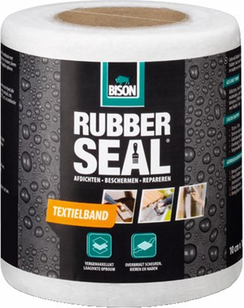 Afbeelding laden in galerijviewer, Bison rubber seal textielband - afdichten beschermen en repareren, textieltape 10 cm x 10 m, werkt goed met rubber seal, oppervlakken waterdicht maken