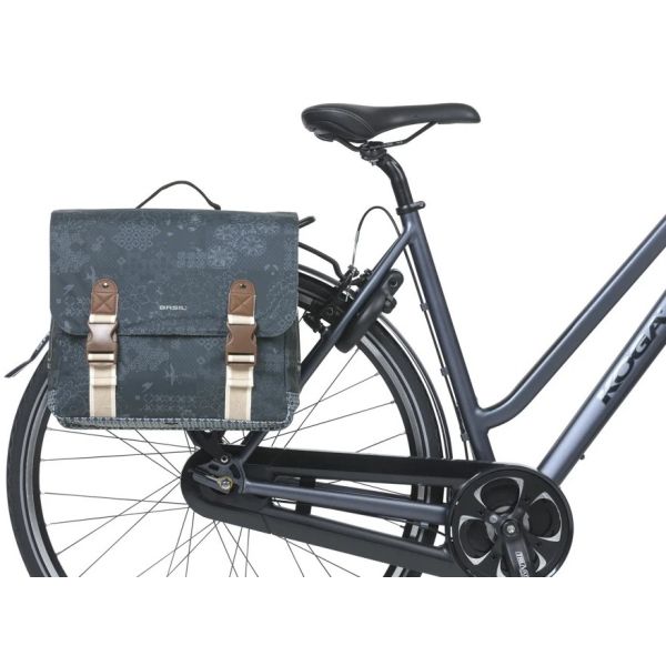 Load image into Gallery viewer, Basil dubbele fietstas bohème mik 35 liter - indigo blauw