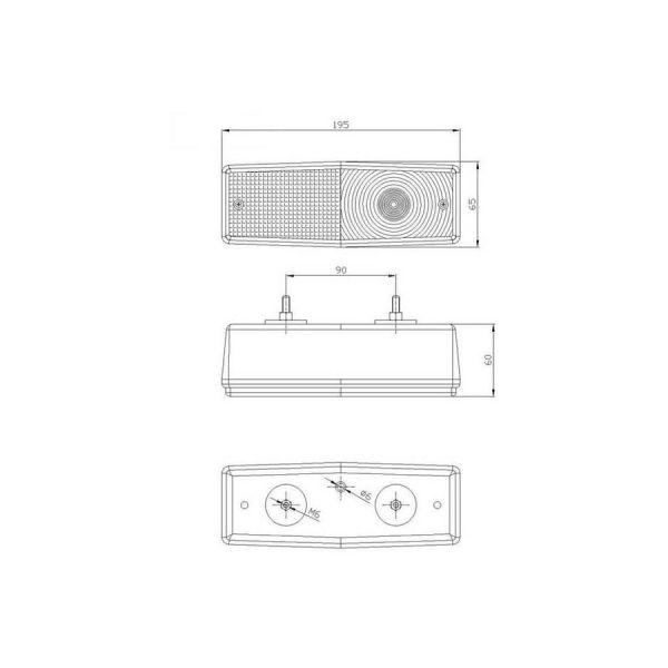 Load image into Gallery viewer, Ac hterlicht retro classic l=r 195x65 mm.