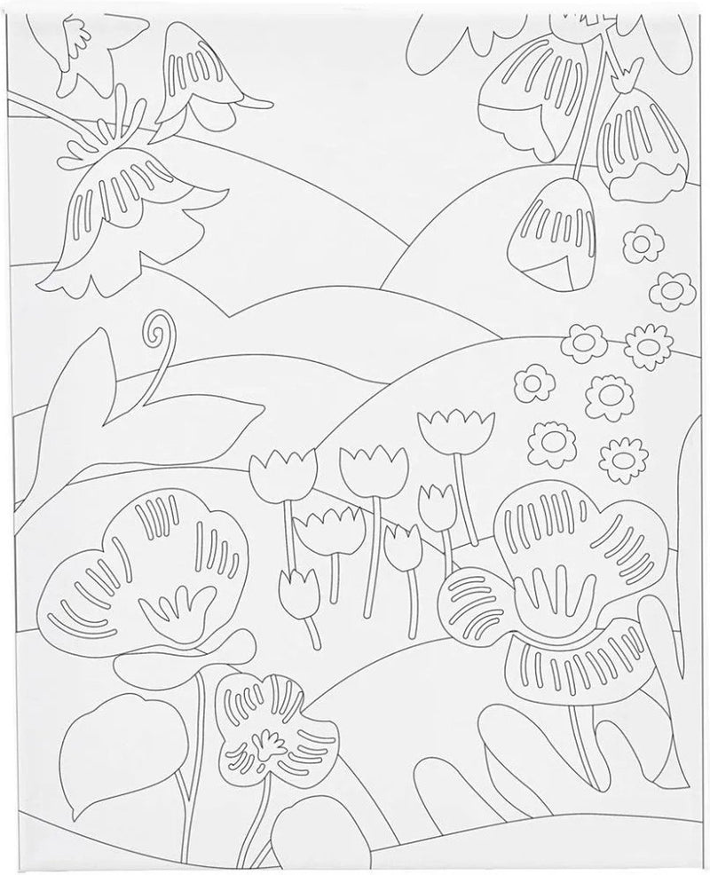 Afbeelding laden in galerijviewer, Creativ company schildercanvas met print bloemenlandschap - 24x30cm