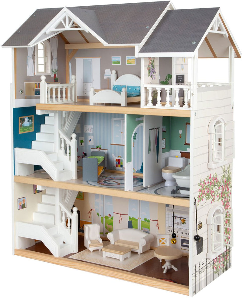 Afbeelding laden in galerijviewer, Small foot - houten urban villa poppenhuis met accessoires, 13dlg.