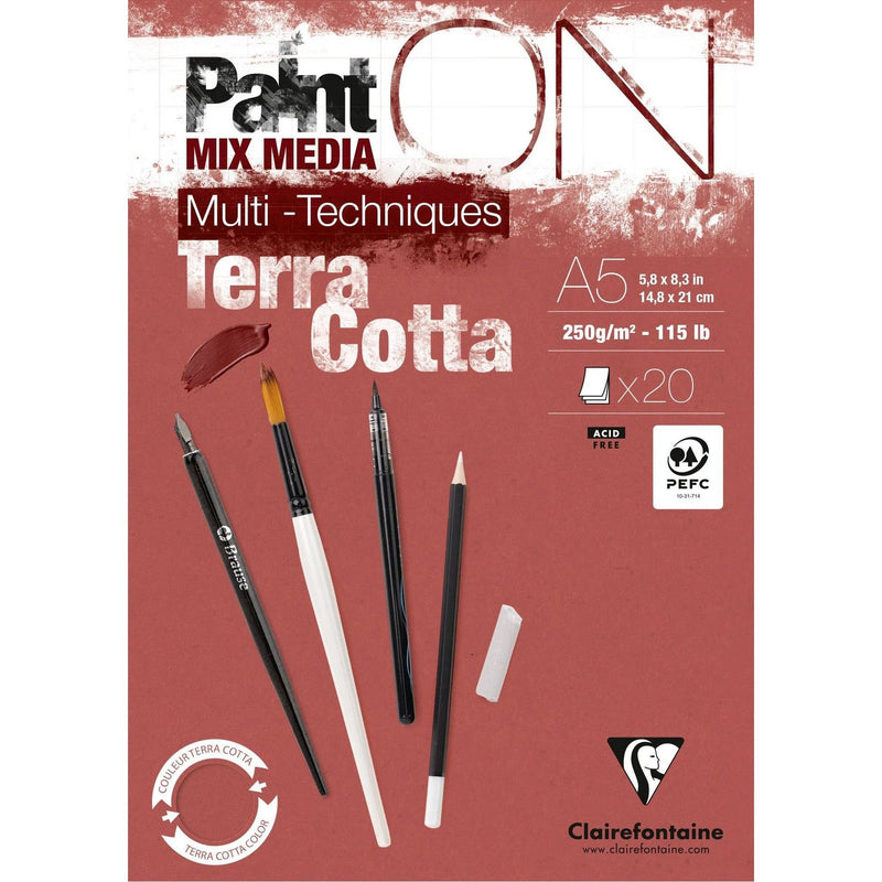 Load image into Gallery viewer, Clairefontaine • painton mixed media papier 250g a5 terracotta 20x