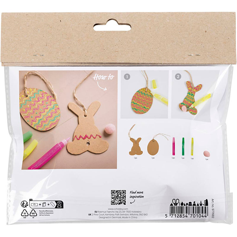 Load image into Gallery viewer, Creativ company https: www.cchobby.nl mini-hobbyset-decoratie-ei-en-konijn-bruin-groen-roze-geel-1-doos