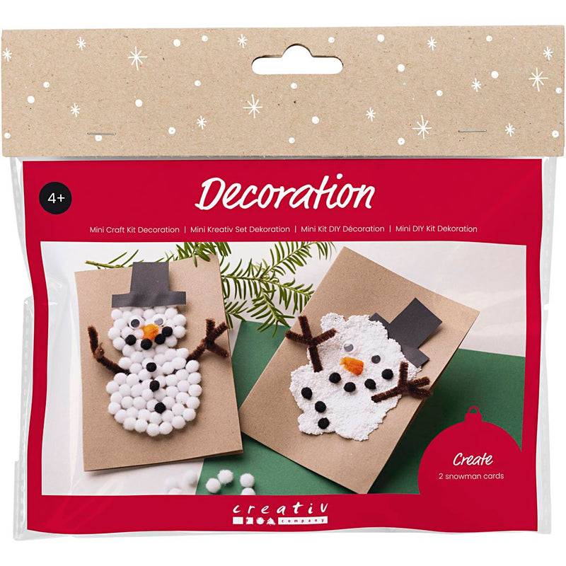Afbeelding laden in galerijviewer, Https: www.cchobby.nl mini-hobbyset-decoratie-kerstkaarten-met-sneeuwpoppen-zwart-bruin-mid-oranje-wit-1-doos