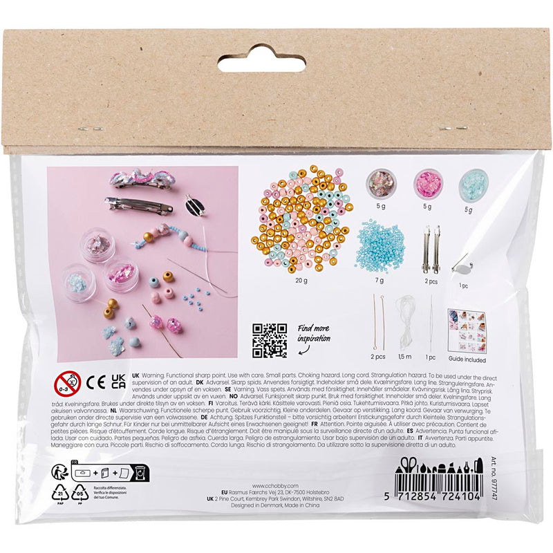 Load image into Gallery viewer, Creativ company https: www.cchobby.nl mini-hobbyset-sieraden-halsketting-armband-clips-broche-blauw-lichtblauw-pastel-roze-1-doos