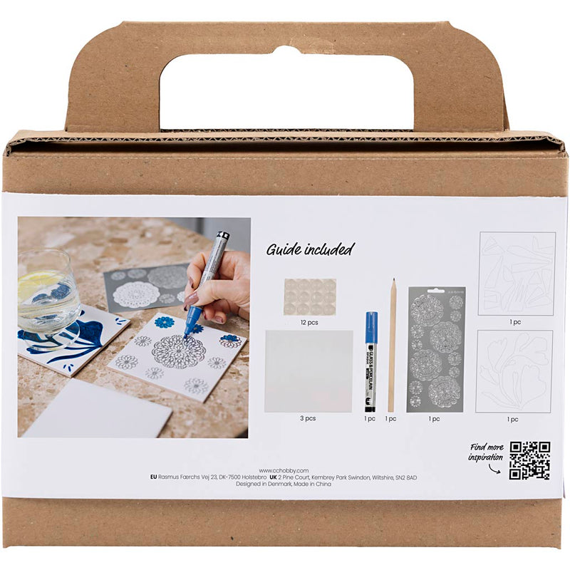 Load image into Gallery viewer, Creativ company https: www.cchobby.nl mini-hobbyset-decoratie-porseleinen-onderzetters-blauw-1-doos