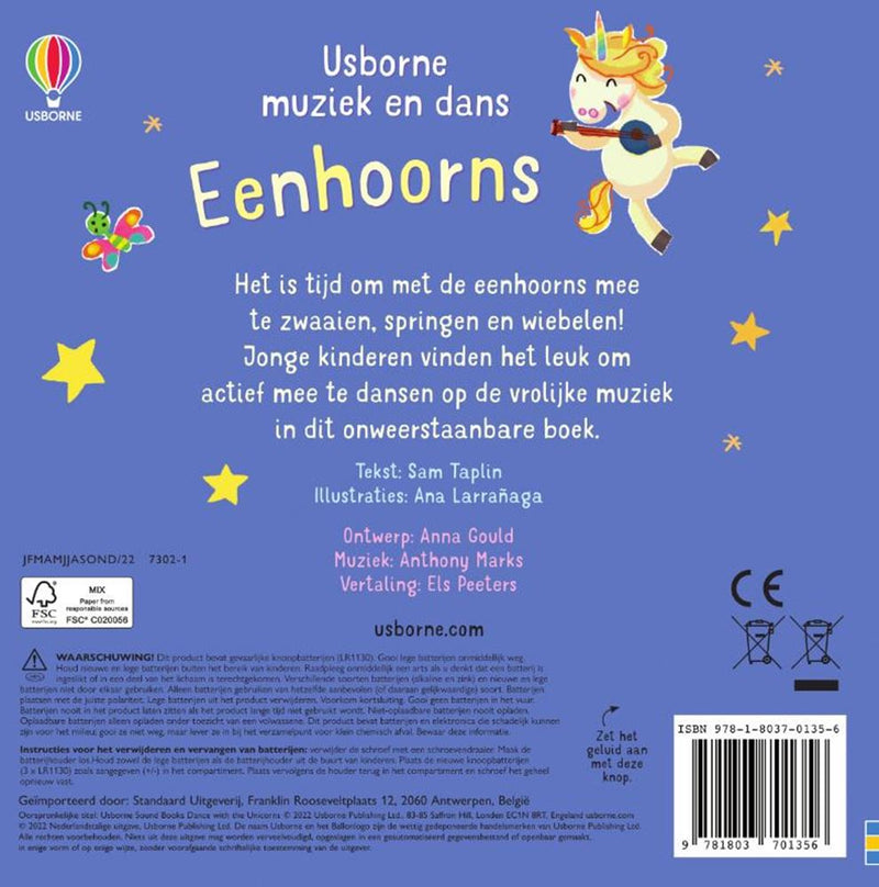 ギャラリービューアに画像をロードする, Usborne muziek en dans, eenhoorns. 4+
