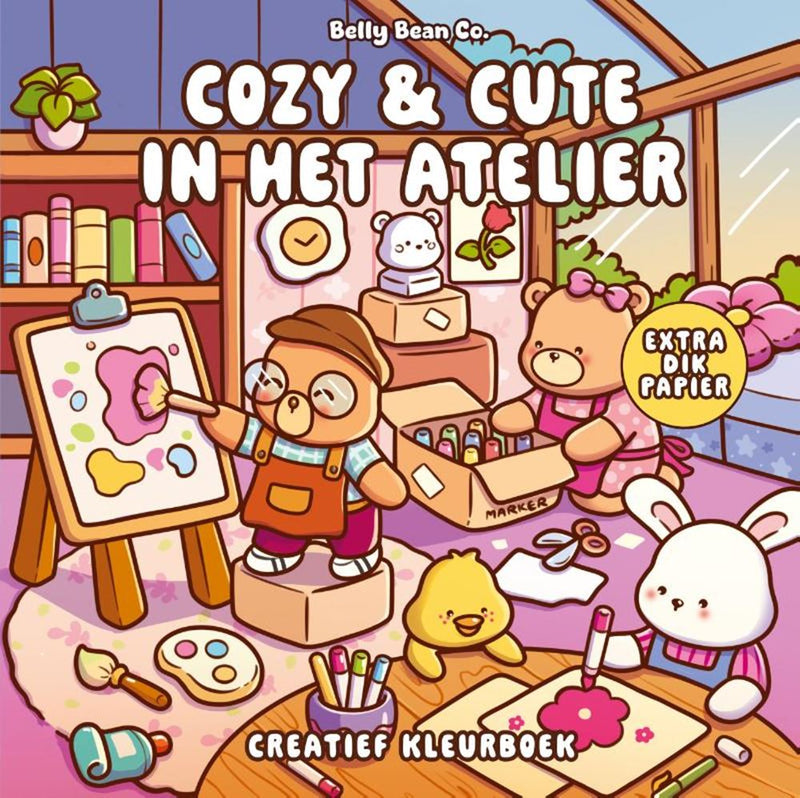 Afbeelding laden in galerijviewer, Cozy cute in het atelier. kleurboek.