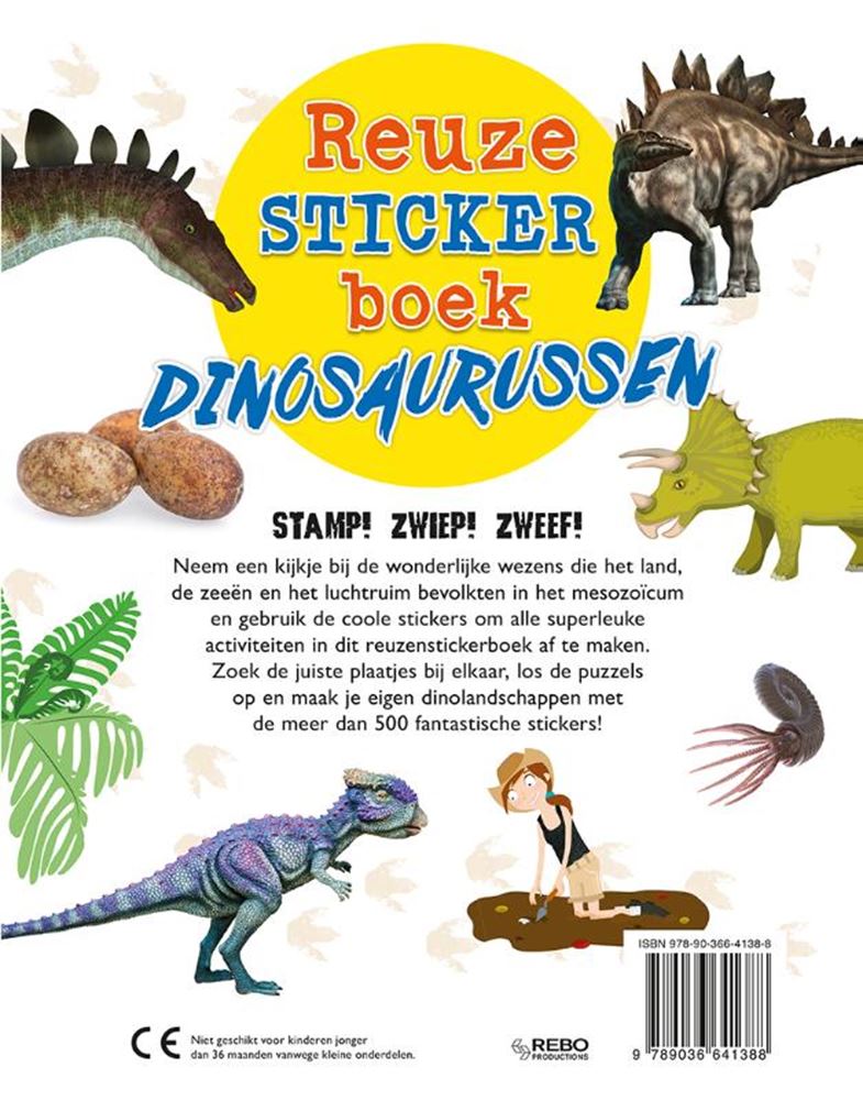 ギャラリービューアに画像をロードする, Rebo publishers stickerboek dinosaurussen. 3+