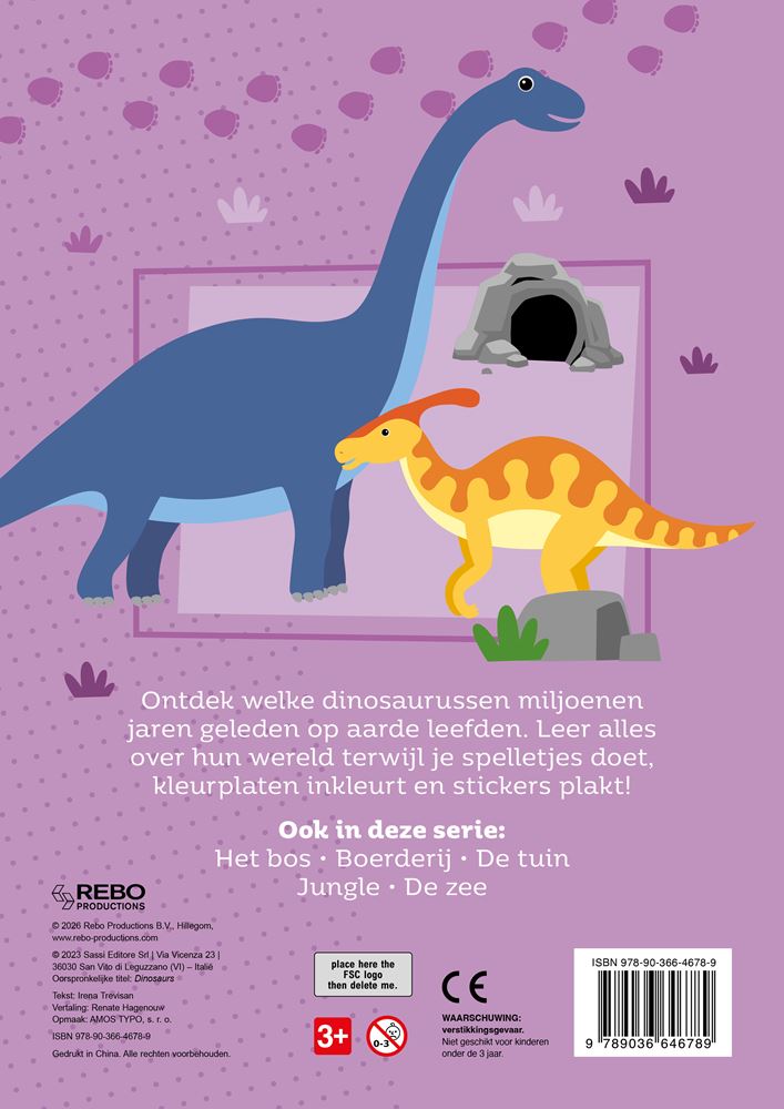 Afbeelding laden in galerijviewer, Stickerboek dinosaurus - 60 stickers. 3+
