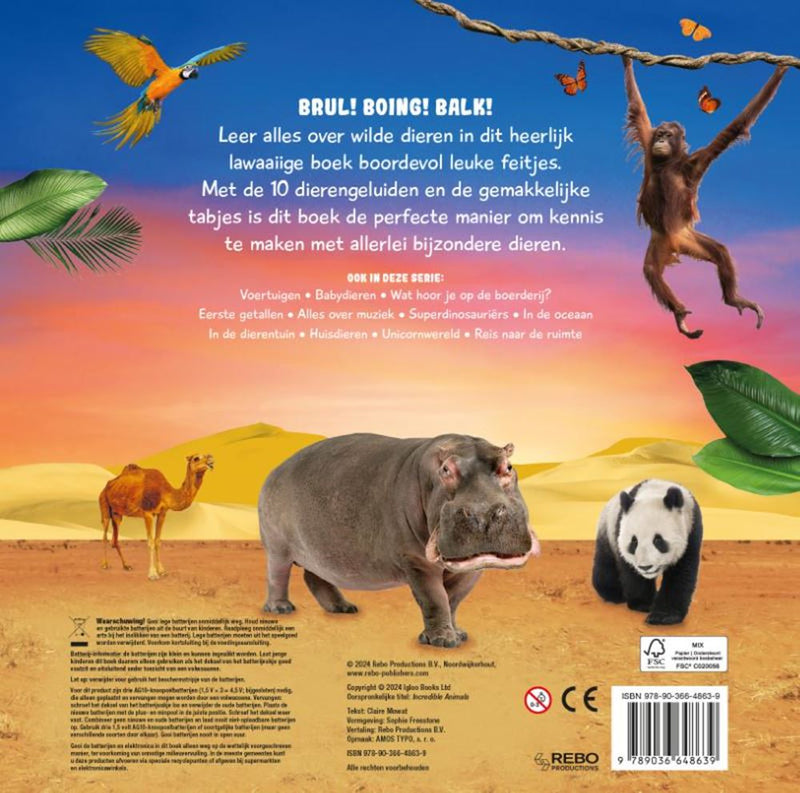 Afbeelding laden in galerijviewer, Wilde dieren - 10-geluidenboek 3+