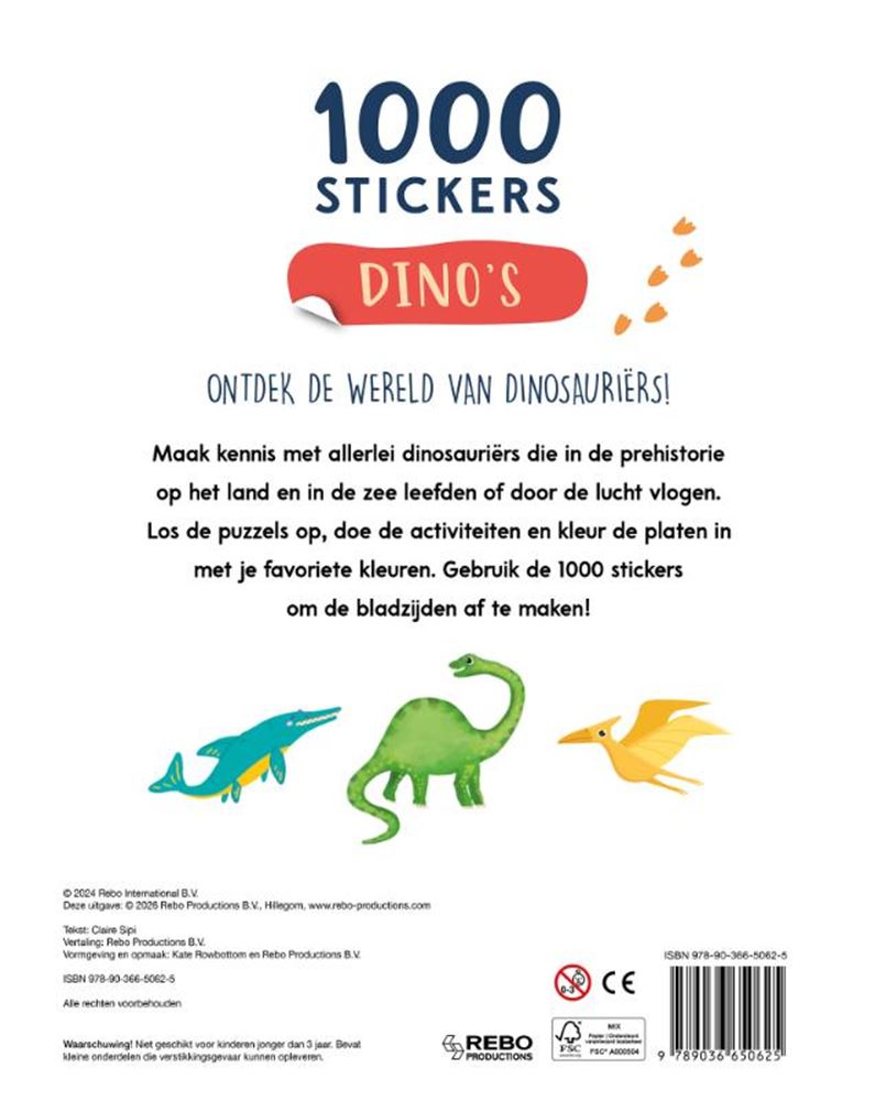 ギャラリービューアに画像をロードする, Rebo publishers doeboek dino's - 1000 stickers