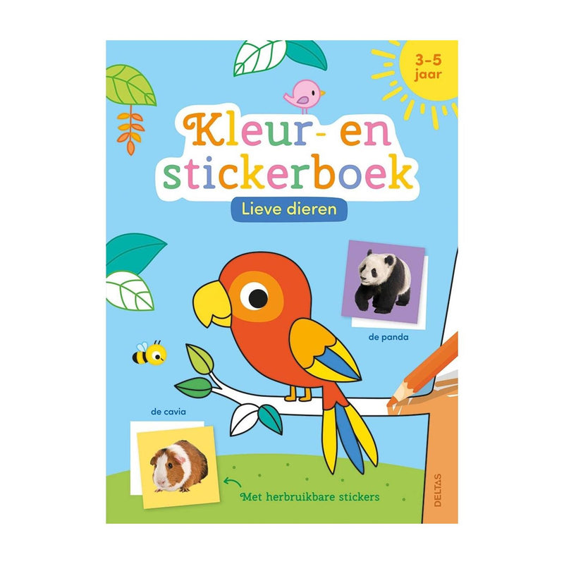 Afbeelding laden in galerijviewer, Deltas lieve dieren kleur- en stickerboek - 3-5 jaar