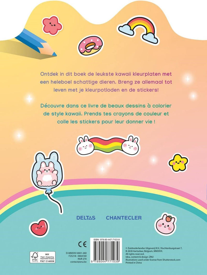 Afbeelding laden in galerijviewer, Deltas kawaii color and sticker fun kleurboek