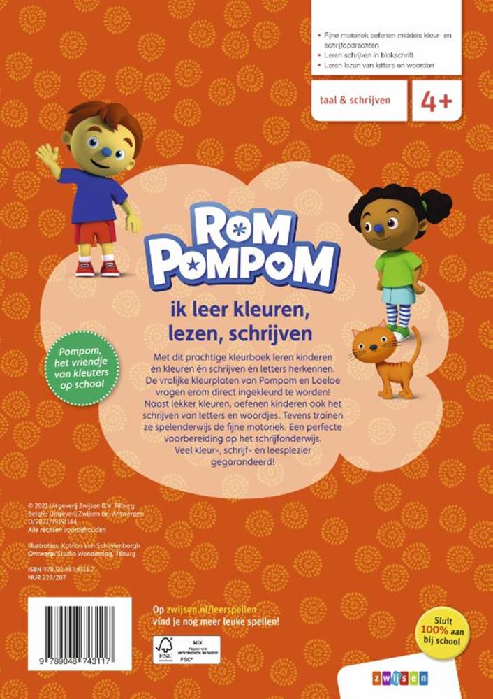 Afbeelding laden in galerijviewer, Wpg uitgevers rompompom ik leer kleuren, lezen en schrijven (4-6 jaar)