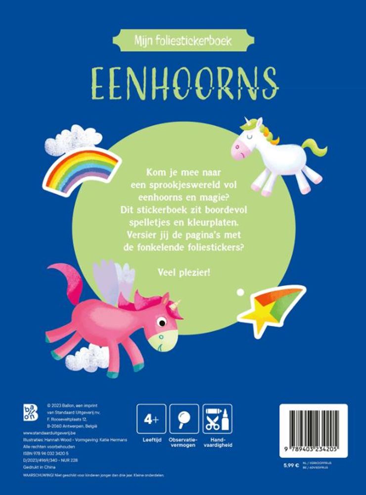 Afbeelding laden in galerijviewer, Standaard uitgeverij foliestickerboek eenhoorns