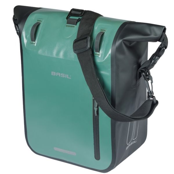 Load image into Gallery viewer, Basil enkele fietstas rivo m tarpaulin mik 12-15l 14 x 25 x 38 cm - groen zwart