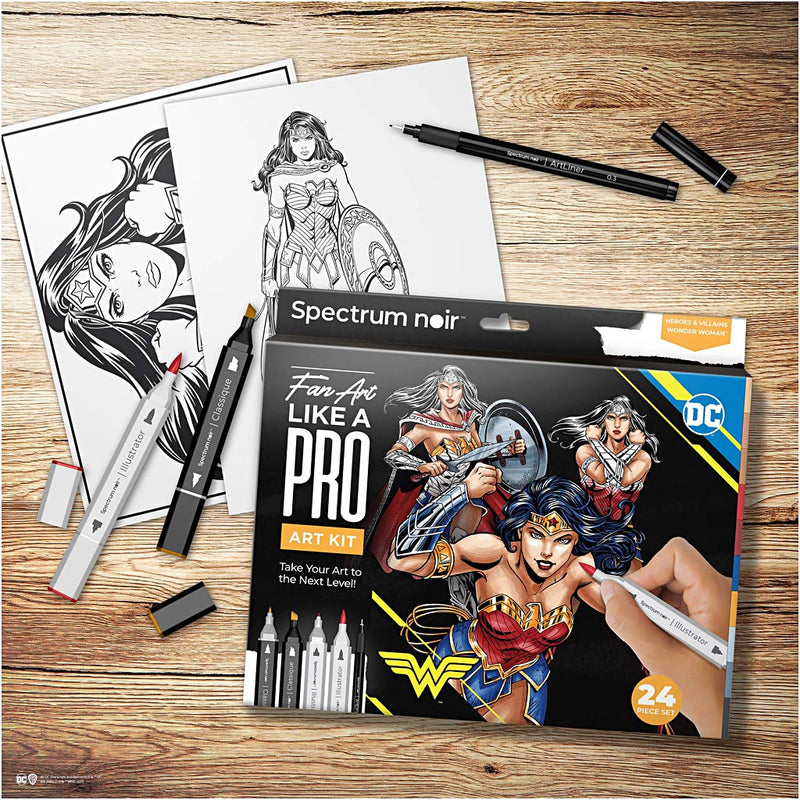 Load image into Gallery viewer, Creativ company hobbyset illustratie stripboekhelden wonder woman kleurset