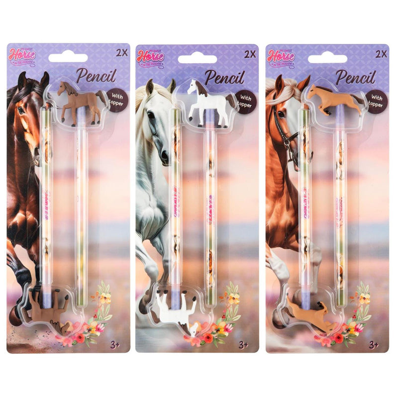Load image into Gallery viewer, Moxy horse potloden 2 stuks met topper 3 ass