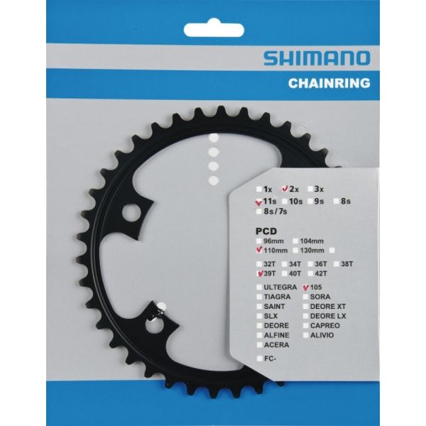 Load image into Gallery viewer, Shimano kettingblad 105 11V 39T Y1PH39000 FC-5800 zwart