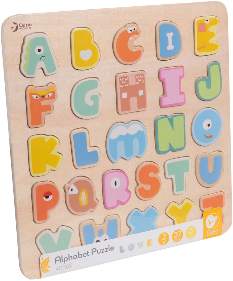 Chargez l'image dans la visionneuse de la galerie, Classic world houten alfabet puzzel educatief speelgoed 27 stukjes.