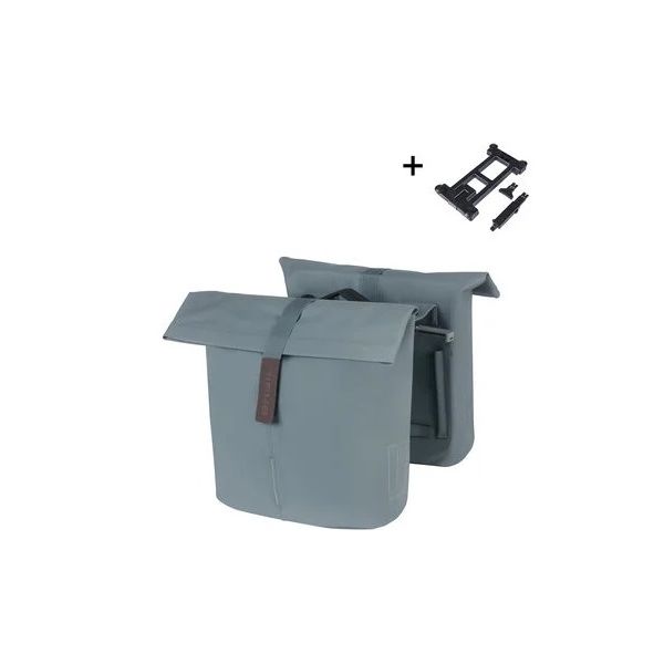 Afbeelding laden in galerijviewer, Basil dubbele fietstas city mik 28-32 liter - graphite blue