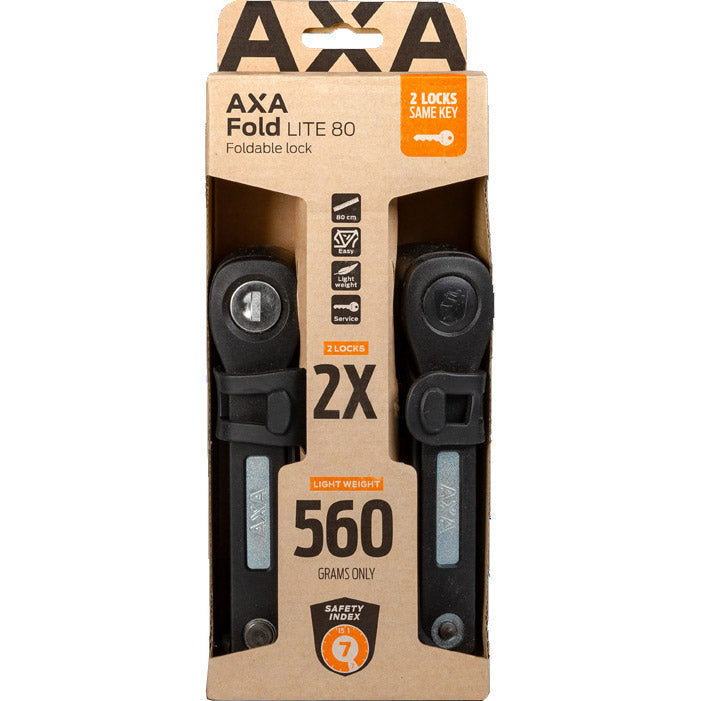 ギャラリービューアに画像をロードする, Axa vouwslot fold 80 lite duo pack met gelijksluitende sleutels - zwart