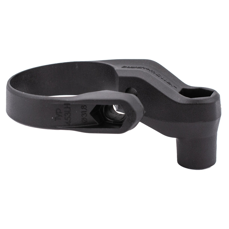 Chargez l'image dans la visionneuse de la galerie, Busch muller busch müller, lighting accessories, plastic handlebar mount, black, single-arm, for 31.8–35 mm with screws and nuts, polybag