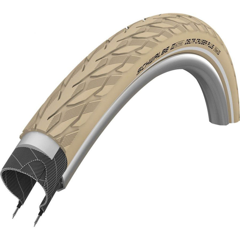 Load image into Gallery viewer, Schwalbe delta cruiser plus creme 28x1.40 37-622 reflectie