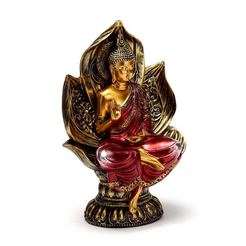 Cargue la imagen en el visor de la galería, Rood goud thaise boeddha zittende lotus