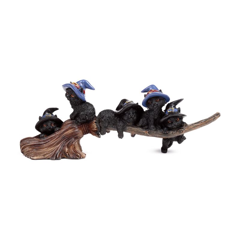 Cargue la imagen en el visor de la galería, Heksen zwarte kat speelt op bezemsteel broomstick