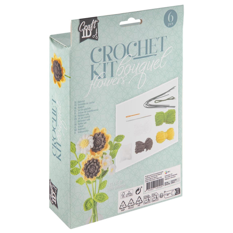 Load image into Gallery viewer, Craft id haakpakket bloemen boeket 6 zonnebloemen