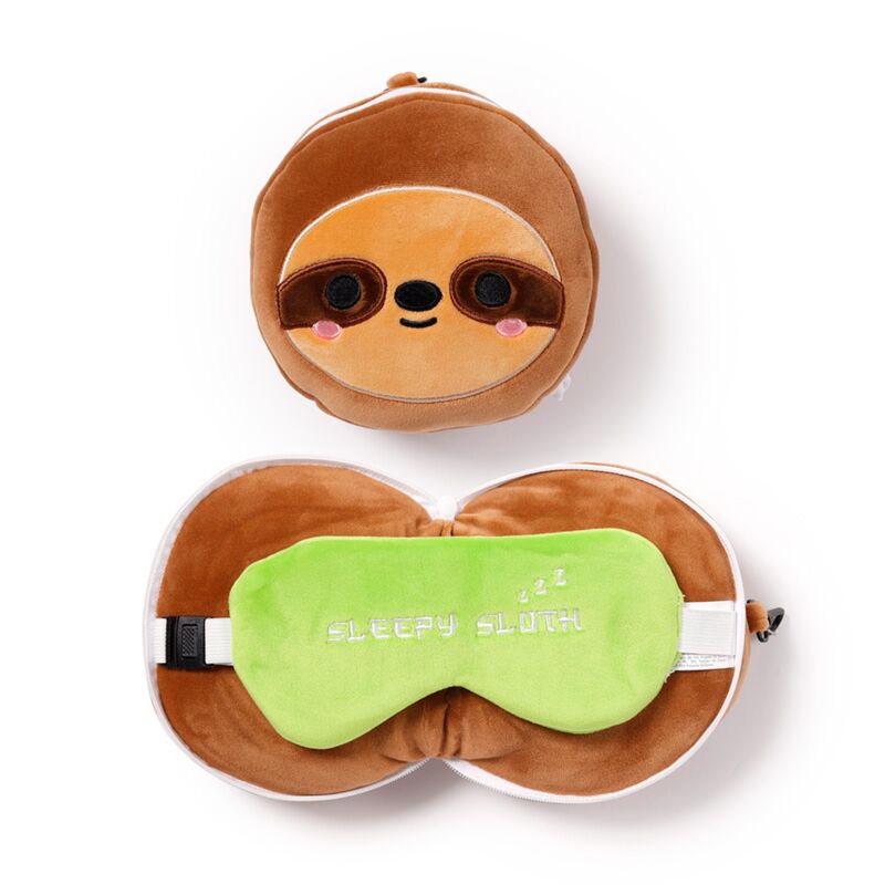 Load image into Gallery viewer, Ty relaxeazzz pluche luiaard rond reiskussen slaapmasker