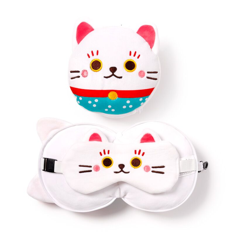 Load image into Gallery viewer, Ty relaxeazzz maneki neko gelukskat rond reiskussen slaapmasker