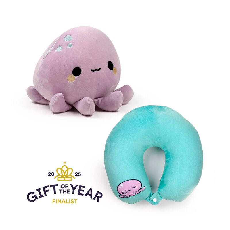 Load image into Gallery viewer, Swapseazzz adoramals octopus 2-in-1 pluche reiskussen