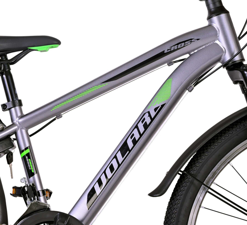Load image into Gallery viewer, Volare Cross Kinderfiets - Jongens - 24 inch - Grijs - 18 versnellingen - Twee handremmen