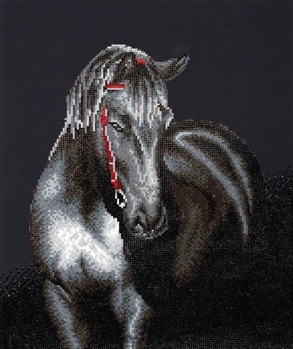 Chargez l'image dans la visionneuse de la galerie, Midnight stallion diamond dotz: 53x42 cm (dd10.012)