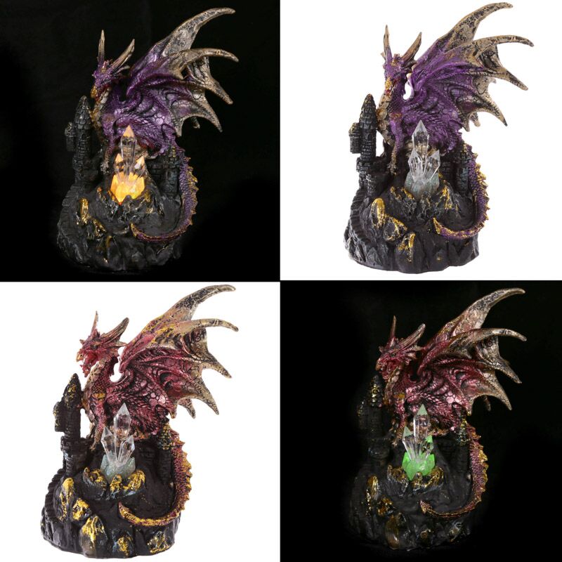 ギャラリービューアに画像をロードする, Dark legends draak op kasteel led kristal